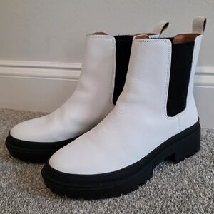 Lucky Brand White and Black Ankle Booties